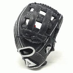 o 12-inch black AMO102 baseball glove features a 12-inch pattern and an H-web design with an open 