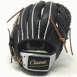 classic pitcher or utility 12 inch baseball glove is made with black stiff American Kip 