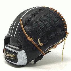 assic pitcher or utility 12 inch baseball glove is made with black stiff Ame