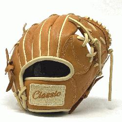 nch trainer baseball glove is made with tan stiff A