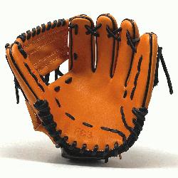 ic 11 inch baseball glove is made with orange stiff American Ki