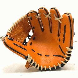 ssic 11 inch baseball glove is made with orange stiff American Kip leather with black and camel 