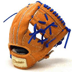 c 11 inch baseball glove is made with orange stiff American Kip lea