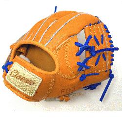 <p>This classic 11 inch baseball glove is made with orange stiff American Kip leather roya