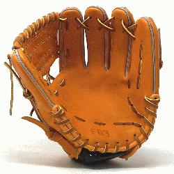 c 11 inch baseball glove is made with orange stiff American Kip leather. with rough welt. One pie