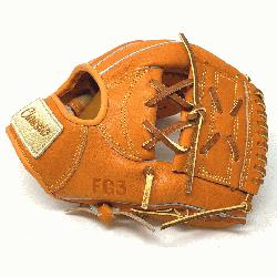 c 11 inch baseball glove is made with orange stiff Americ