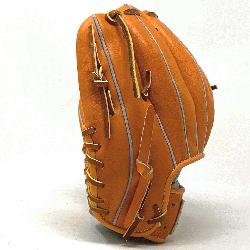classic 11 inch baseball glove is made with orange stiff American Kip leather. w