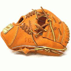 <p>This classic small 11 inch baseball glove is made with orange stiff American Kip leather