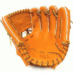 c small 11 inch baseball glove is made with orange stiff American Kip leath