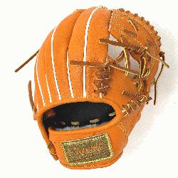 is classic small 11 inch baseball glove is made with orange 