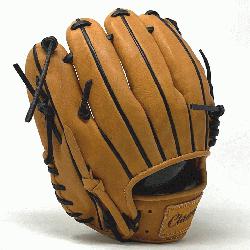 ch baseball glove is made with tan stiff American Kip leather black binding and roug