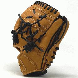 inch baseball glove is made with tan stiff American Kip leather black binding and rough welti