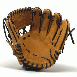  11 inch baseball glove is made with tan stiff American Kip leather black binding and rough weltin