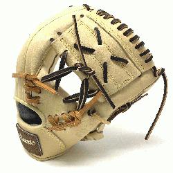  11.5 inch baseball glove is made with blonde stiff American Kip leather. Unique anchor 