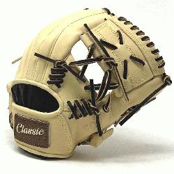 This classic 11.5 inch baseball glove is made with blonde stiff American Kip leather.