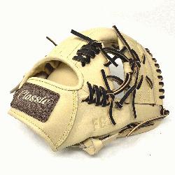 ic 11.5 inch baseball glove is made with blonde stiff American Kip leat