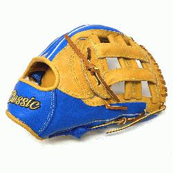 classic 12.75 inch outfield baseball glove is made with tan stiff American Kip leather. Unique l
