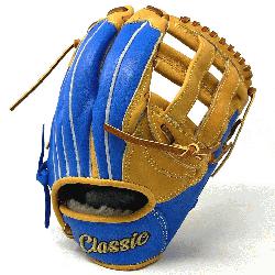 lassic 12.75 inch outfield baseball glove is made with tan stiff