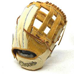 75 inch outfield baseball glove is made with tan stiff American Kip leather 