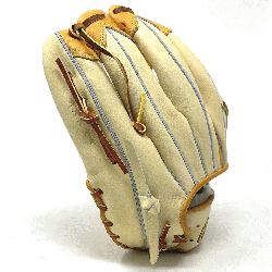 This classic 12.75 inch outfield baseball glove is made with tan stiff American Kip leather 
