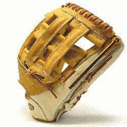 ic 12.75 inch outfield baseball glove is made with tan stiff American Ki