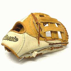 inch outfield baseball glove is made with tan stiff American Kip leather Tan and Bl
