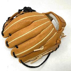  11.5 inch baseball glove is made with tan stiff American Kip leather. I Web open back li