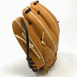 ic 11.5 inch baseball glove is made with tan stiff A
