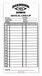 amond Softball Baseball Lineup Cards WHITE PA