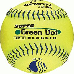 Softie slow pitch practice softball is composed of a high-impact cork center wi