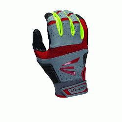 Easton HS9 Neon Batting Gloves Adult 1 Pair Grey-Red Medium  Textured Sh