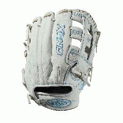 infield glove Dual post web Memory foam wrist lining White and Aqua blue F