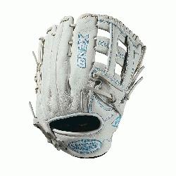  infield glove Closed weave web Memory foam wrist lining White and Aqua blue Female-speci