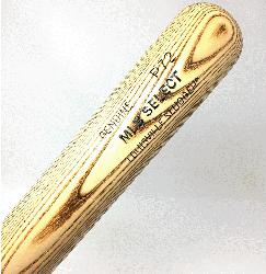 lugger MLB Select Ash Wood Baseball Bat. P72 Turning Model. Flame Tempered Finish. Natural Color.