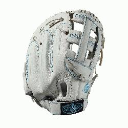 13 first base glove Dual post web Memory foam wrist lining White and Aqua blue Female-specific 