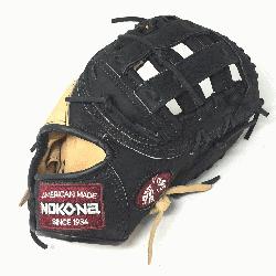  Glove made of American Bison and Supersoft Steerhide leather combined in black and cream col