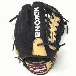 an Bison and Super soft Steerhide leather combined in black and cream colors. Nokona Alpha Bas