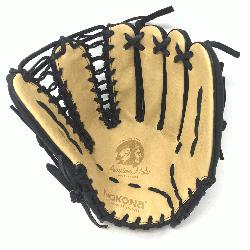 Glove made of American Bison and Supersoft Steerhide leather combined in black and cre