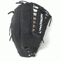 ung Adult Glove made of American Bison and Supersoft Steerhide leather combined in black 