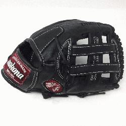 steerhide black baseball glove with white stitching and h web. The Nokona Legend Pro is a top-of-t