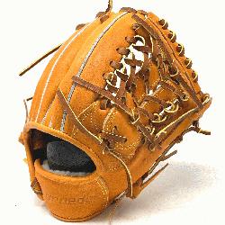  inch orange Japan Kip baseball glove with black shee