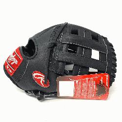 e Rawlings PRO1000HB Black Horween Heart of the Hide Baseball Glove is 12 inches. Made wi