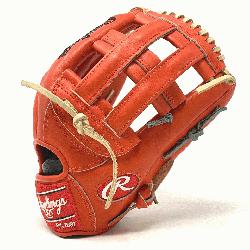 s.com Exclusive in Rawlings Heart of the Hide Red-Orange leather. 42 pattern 12.75 inch camel 