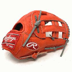 m Exclusive in Rawlings Heart of the Hide Red-Orange leather. 42 pattern 12.75 inch grey lace. T