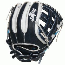 Rawlings Heart of the Hide Series softball glove in a stunning navy and white