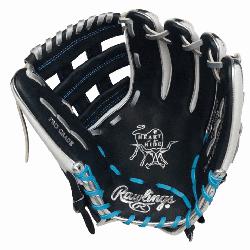 he Rawlings Heart of the Hide Series softball glove in a stunning navy and white color combina