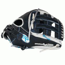with the Rawlings Heart of the Hide Series softball glove in a stunning navy and white color 