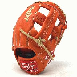 1.5 TT2 pattern baseball glove in red/orange Heart of the Hide Leather.  Single Post Web 11