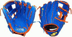 seball Glove Colorway Blue | Orange Conventional Open Back Dimple 