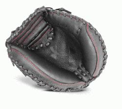 Framer series mitt features a blend of leather with a hi